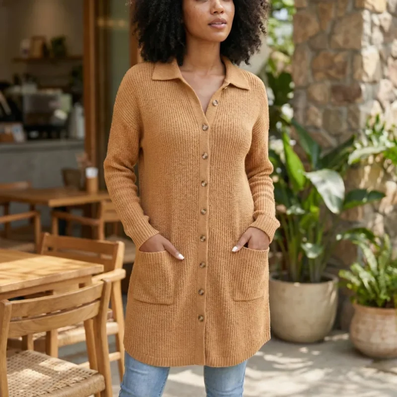 Cardigã longo de lã Julia