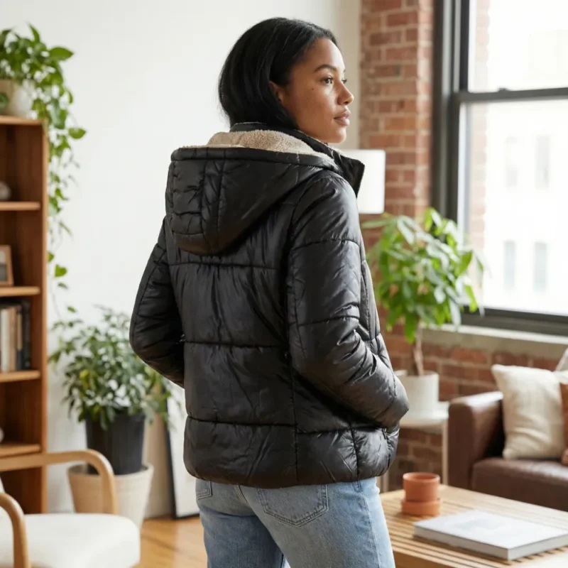 Jaqueta curta com forro de lã Carmen