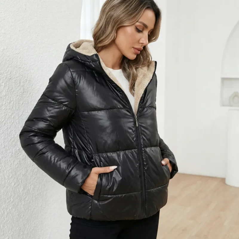 Jaqueta curta com forro de lã Carmen